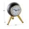8.5" Black Aluminum Metal Orb Decorative Clock with White Clockface & Gold Tripod Legs
